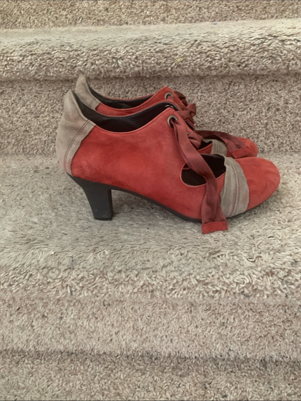 Women’s Red Suede Lace-Up Heels